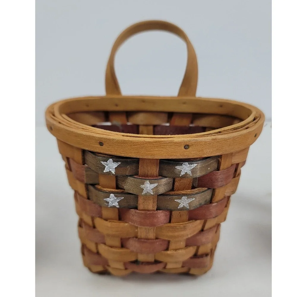 Vintage Miniature Wicker Basket Set 3pc Loveseat Star Wall Basket Watering Can